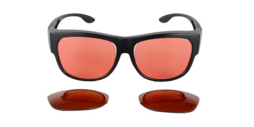BRADDELL FL-41 Rose Fit-over Glasses with FL-60 Interchangeable Lenses for Migraine Light Sensitivity and Fluorescent LED Glare (Large)2