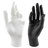 Framendino, 2 Pack Left Right Female Mannequin Hand Jewelry Display Holder Model for Watch Ring Gloves White Black
