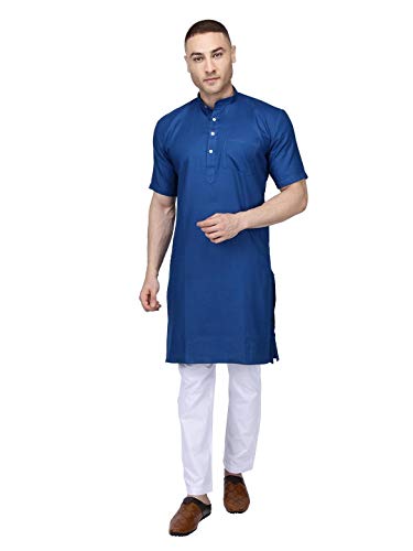 Image of Rajubhai Hargovindas Men's Premium Cotton Half Sleeve Solid Kurta