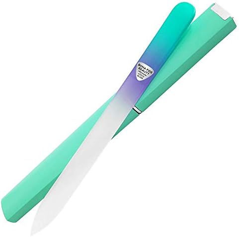 Glass Nail File with Case, Czech Glass Fingernail Files, Manicure Nail File for Natural Nails, Expert Precision Filing + Smooth Finish - Bona Fide Beauty Pastel Premium Nail Filer