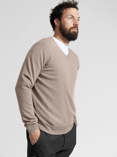 State Cashmere Men's Essential V-Neck Sweater 100% Pure Cashmere Classic Long Sleeve Pullover (Undyed Natural, Medium)2