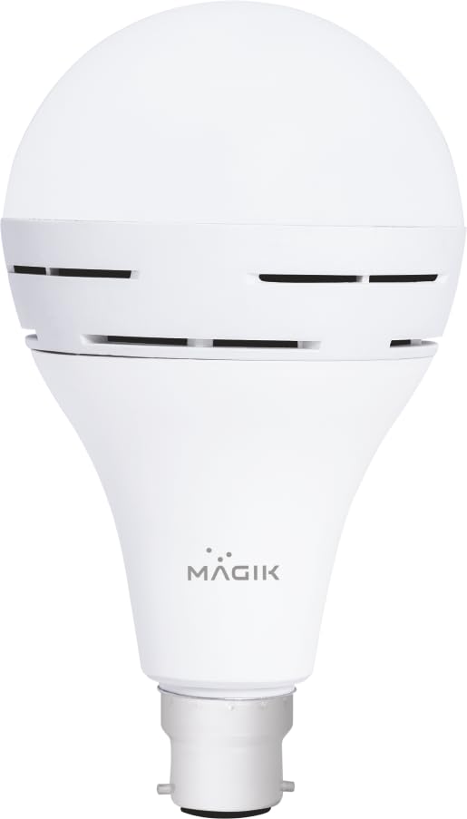 Image of MAGIK Savio 20W LED Rechargeable Emergency Bulb | 6500K Cool White | 4-Hour Backup | B22 Base | Energy Efficient Light for Power Cuts | Pack of 1