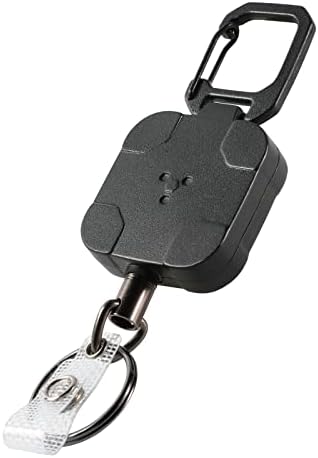 Titrys Metal Badge Reels Retractable Keychain,Self Retractable Badge Holder Key Reel with 31” Steel Retractable Cord, 8 oz(Black)