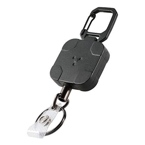 Titrys Metal Badge Reels Retractable Keychain,Self Retractable Badge Holder Key Reel With 31” Steel Retractable Cord, 8 Oz(Black) #TOP2