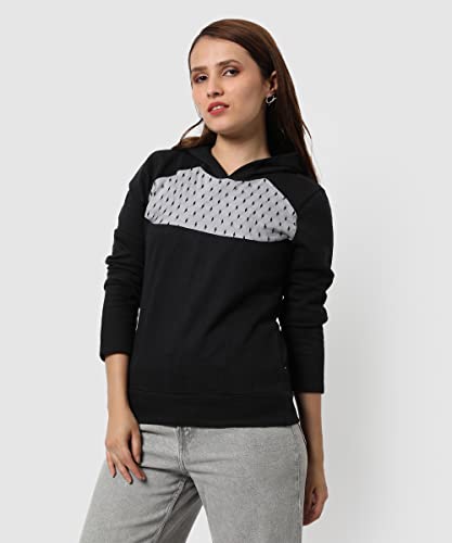 Image of PINACOLADA Women's Colorblock Sweatshirt with Ribbed Hem for Casual Wear | Low-High Neck | Long Sleeve | Button Closure | Cotton Sweatshirt Crafted with Comfort Fit for Everyday Wear
