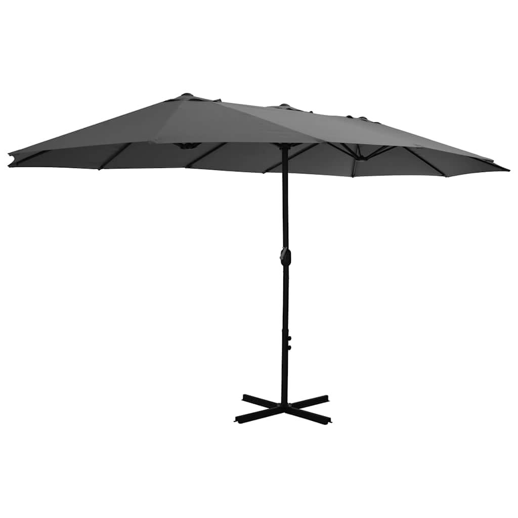 Ombrellone doppio con palo in alluminio, 460 x 270 cm, antracite | Grande ombra per giardino e terrazza con stabile base a croce, manovella scorrevole e protezione UV.