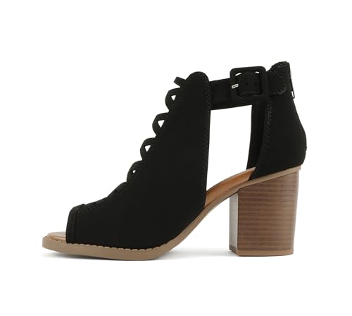 Image of Soda Aran ~ Women Open Toe Crisscross Straps Back Zipper High Heel Fashion Sandal with Adjustable Ankle Strap