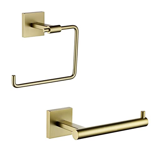 Kokosiri Toilet Paper Holder Paper Bathroom Roll Paper Holder Hand Towel Ring Bath Towel Holder Brushed Gold B2005Bg+B3007Bg #TOP16
