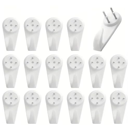 YEDJFFIYO Lot de 20 grands crochets en plastique de 40 mm pour tableau mural, blanc, cloué, béton, plâtre, bois