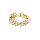 OIMEI 18K Gold Adjustable Love Ring with Cubic Zirconia | Soul Circle Ring - Size Adjustable Gem Grade Stacking Beauty for Wedding Bands