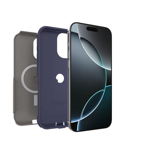 Image of OtterBox iPhone 16 Pro Max (Only) - Commuter Series MagSafe Case - Fogbound Blue (Grey & Blue) - Built-in Magnets - Slim & Tough - Pocket-Friendly - with Port Protection