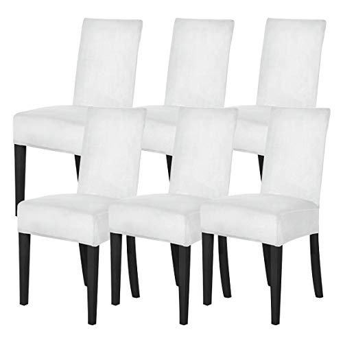 Mecerock Velvet Stretch Dining Room Chair Covers Soft Removable Dining Chair Slipcovers Set