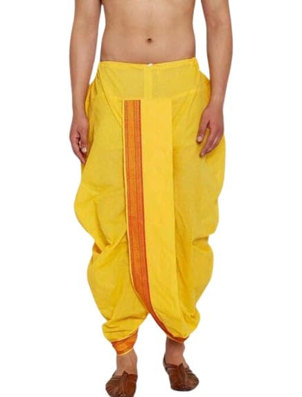 TrustousFabrics Men's Silk Ready to Wear Dhoti for men (Elastic Readymade Dhoti Pant)