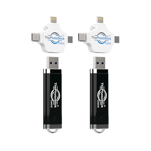 ThePhotoStick® Omni 128GB (2 Pack) - Photo & Video Backup and Transfer | Digital File Organizer | USB & Multiport Connection for Phones, Tablets and Computers | Portable Memory | External Storage