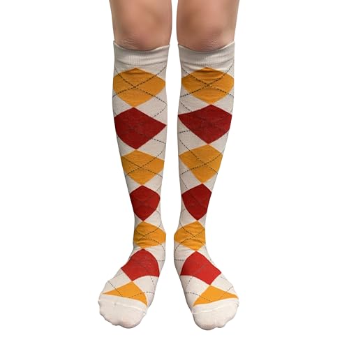Image of Couver Women's Argyle Knee High Socks - Soft Acrylic Over the Calf Tube Style Socks for Casual Athletic - One Size