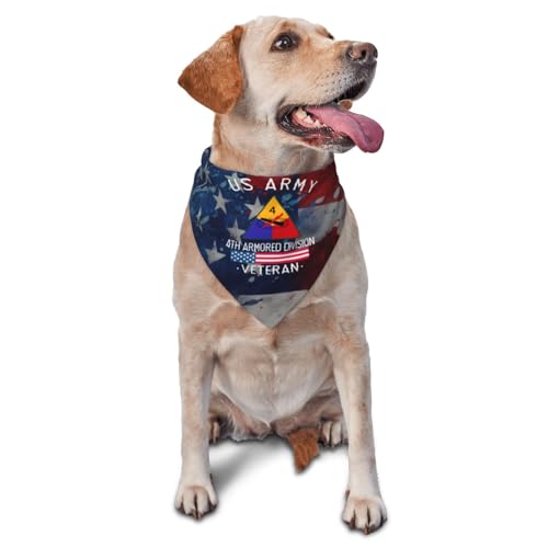 US Army 4th Armored Division Veteran Dog Scarf Pet Bandana Cat Pet Bibs