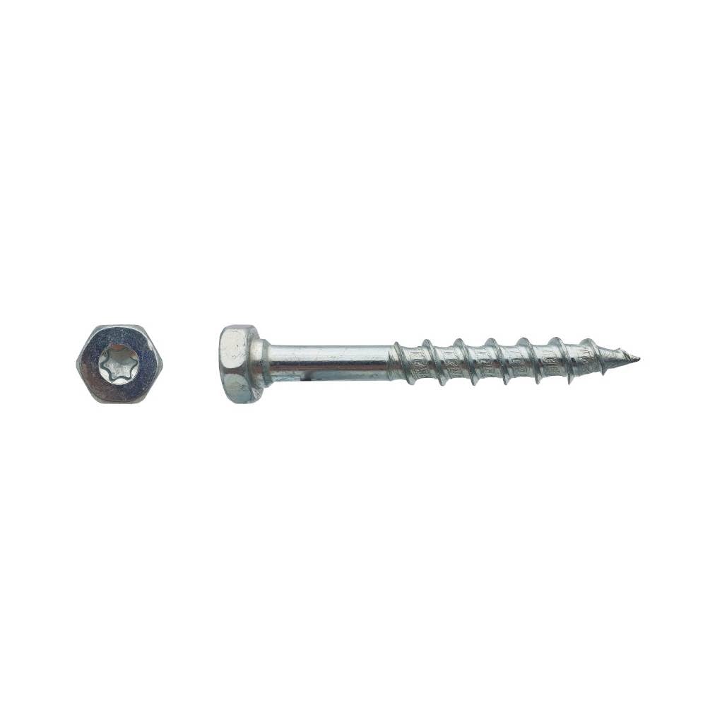25 Tirefonds Bois Dual Tête Hexagonale Torx T40 12 x 140 mm - Zingué Bleu - D-Work