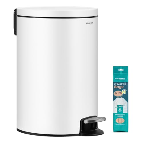 Poubelle 20 L ronde en acier avec seau amovible et 15 sacs