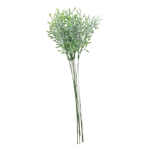 Yardenfun 10pcs Simulated Green Plant Decoration Artificial Plants Wedding Decor Fake Plant Fake Green Plant Decors Faux Plant Decor Flower Arrangement Stems Household Bride Wire