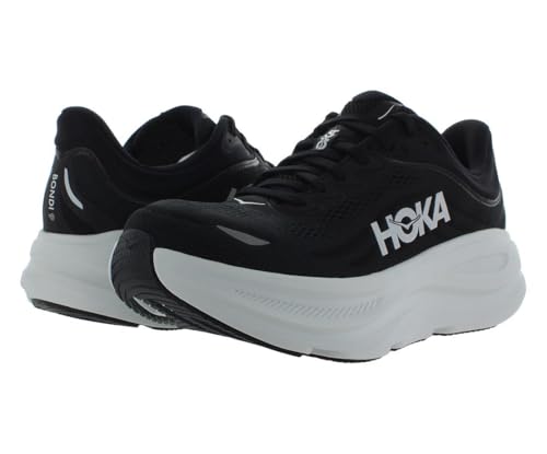 HOKA Bondi 9 Wide Mens Shoes Size 9.5, Color: Black/White