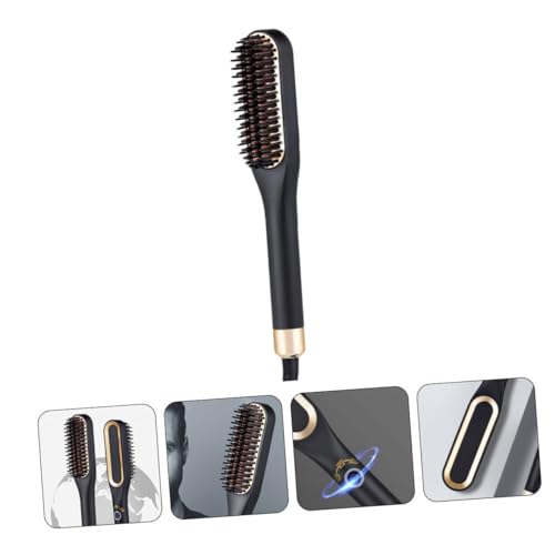 Peine Eléctrico Alisador de Cabello y Barba, Herramienta de Estilizado Mini con 3 Niveles de Temperatura (160 °C, 190 °C, 220 °C), Enchufe Estándar EE.UU., Dorado, Ideal para Viajes y Aseo Diario miniatura 7