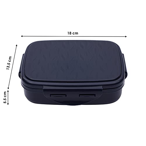 Image of JAYPEE Inner Stainless Steel Insulated Lunch Box Wavesteel Jr. Dark Blue, 500 ml, Airtight Tiffin Box for School Kids |Spillproof with Silicon Seal |Food Grade | BPA Free