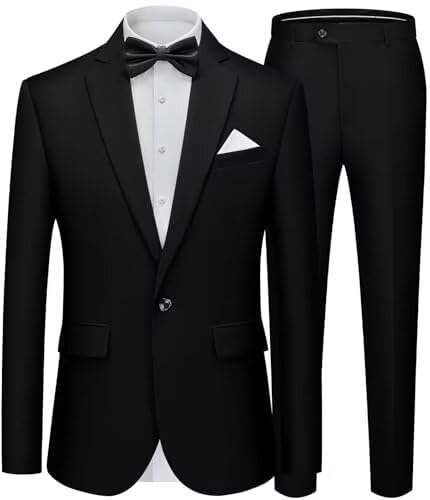 Men's Suites Slim Fit 2 Piece Suit One-Button Blazer Elegant Formal Wedding Prom Tuxedo