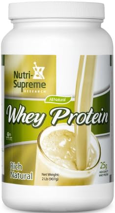 Proteína de suero de leche Nutri-Supreme Research en polvo, sabor natural y rico, Dairy Cholov Yisroel - 2 lb