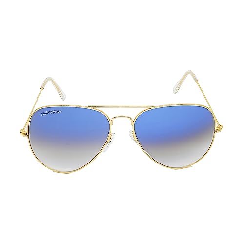 Image of Louis Kouros Armstoner Aviator Classic Trendy 3026 sunglasses | Mirror Lens | 400 UV Protected | For Men's Women's | Medium | 62mm Lens Width