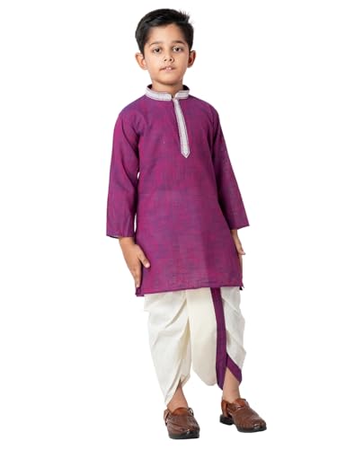 Image of Boys Ethnic Kurta & Elastic Waist Dhoti Set