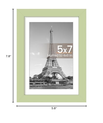 Image of upsimples 5x7 Picture Frame, Display Pictures 4x6 with Mat or 5 x 7 Without, Wall Hanging Photo Frames, Green, 1 Pack