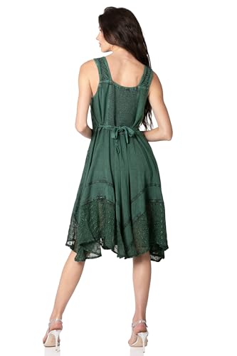 Image of Sakkas Magdilena Stonewashed Corset Front Embroidered Dress