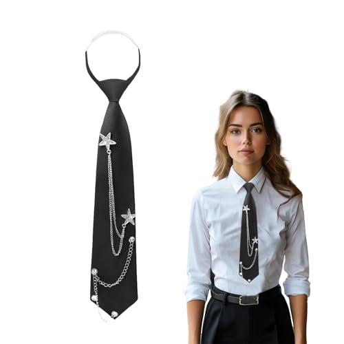 Kinretixia - Corbata larga para mujer y niña, uniforme JK fino y ajustable para graduación, negocios, multicolor, L