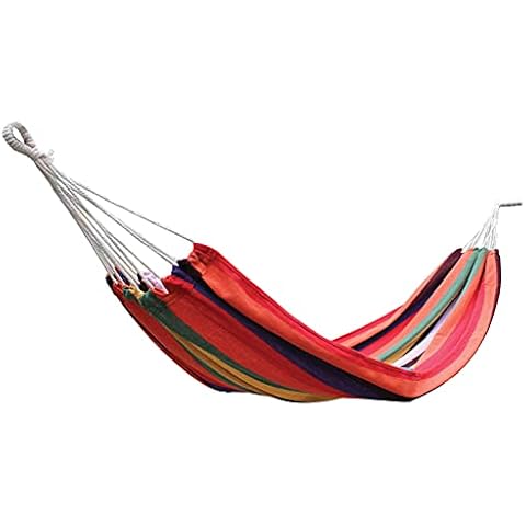 Outdoor Woven Hanging Hammock - Portable with Carry Bag Multi Coloured 280 x 80cm Cover