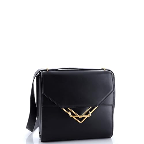 Pre-Loved Clip Flap Bag Leather, Black2