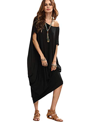 Verdusa Women's Caftan Harem Boat Neck Dolman Sleeve Oversized Maxi Dress Moo Moos4