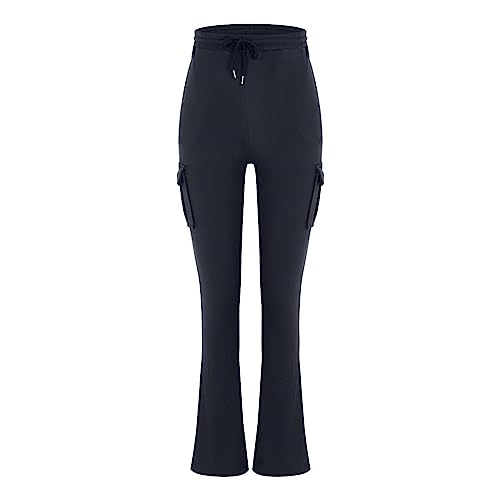 Pantalon de loisirs femme noir à cordon de serrage et grandes poches cargo