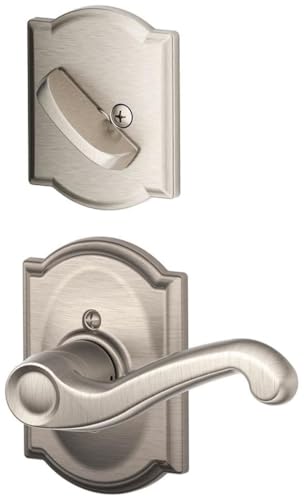 Schlage Lock Company F59FLA619CAMLH Flair Left Handed Interior Pack Lever Set with Single Cyl, Satin Nickel