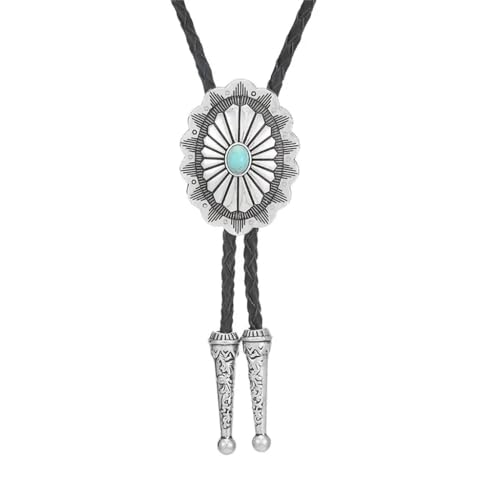 Image of Jeilwiy Bolo Tie for Men Western Cowboy Tie Necklace Gold Bolo Tie Leather Necktie Halloween Tie Accessories for Women