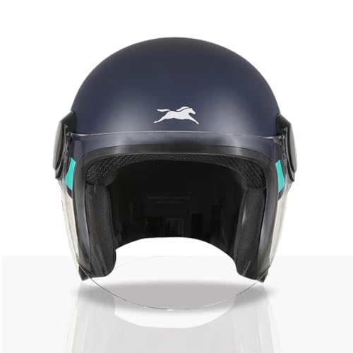 Image of TVS Silk Route Helmet for Men & Women | Vintage Open Face Helmet with Clear Visor | ISI & DOT Certified | ABS Shell | EPS Liner | Retro Stylish for City & Highway Riding