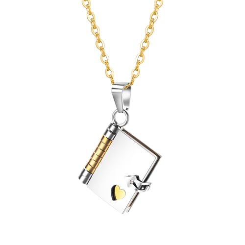 JewelryWe Questa collana da donna a forma di libro, con il suo ciondolo in acciaio inossidabile, è un regalo perfetto per la moglie, la fidanzata o l'amante.