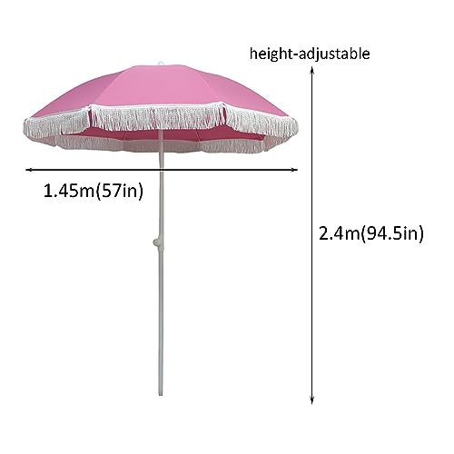 Sombrilla retro de 180 cm con borlas de alta calidad para terrazas exclusivas 7