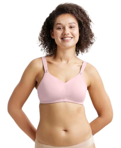 Image of Jockey 1841 Women's Wirefree Non Padded Soft Touch Microfiber Elastane Stretch Full Coverage Minimizer Bra with Broad Cushioned Fabric Strap Fragrant Lilac 42B