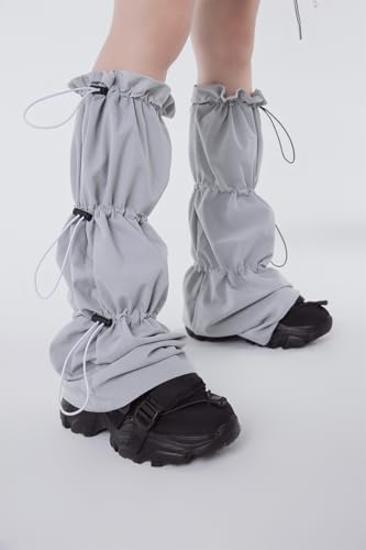 HYTENSUN Women Girls Leg Warmers Punk Kawaii Strappy Cool Goth Flared Socks Y2k Leg Baggy Socks4