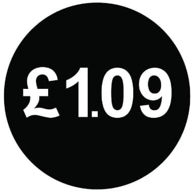 £ Black Price Stickers - 30mm, £1.09, 100 — image 1