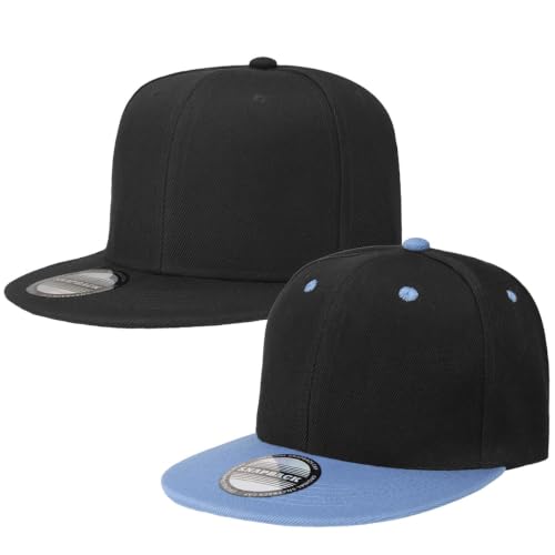 Image of Classic Snapback Hat Cap Hip Hop Style Flat Bill Blank Solid Color Adjustable Size