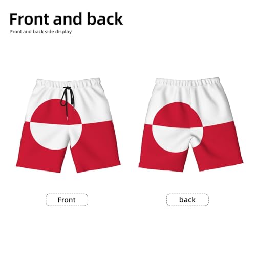 Greenland Flag Youth Beach Pants, Soft and Breathable, with Drawstring Waist, Suitable for Sports and Leisure.2