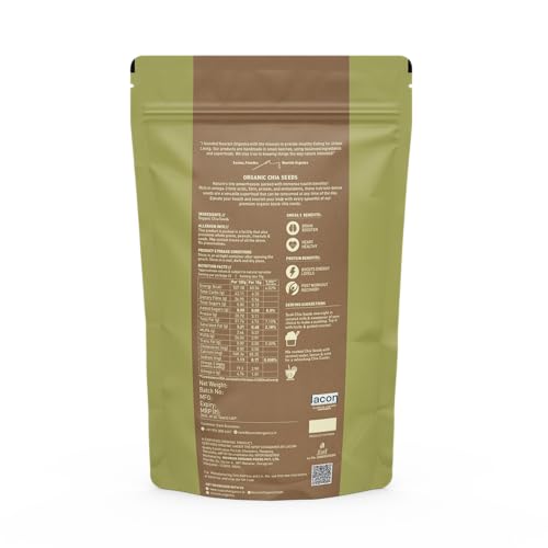 Image of Nourish Organics Chia Seeds 500g | 100% Certified Organic | Seeds for Weight Management & Healthy Digestion | High in Omega-3, Fiber & Protein | Rich in Calcium & Antioxidants | Gluten-Free, Vegan Superfood | Ideal for Weight Loss, Smoothies, Baking, Breakfast Bowls & Healthy Snacks