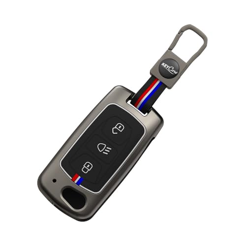 Image of Ashar Key Hub Metal Key Cover Compatible with Tata Curvv, Nexon, Punch, Bolt, Zica, Tiago, Tigor, Zest, Hexa, Safari Storme, Harrier, Altroz 3 (Button Flip Key) Grey