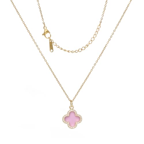 Clover Necklace For Women 14K Real Gold Silver Plated Four Leaf Clover Pendent Necklace Dainty Trendy Cute Simple Women's Jewelry Gift